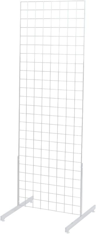 Photo 1 of 2 ft x 6 ft White Standing Grid Screen - Includes Grid Panel and 2 Grid Legs - Floorstanding Retail Display - Grid Legs are 24”L - Great for Flea Markets and Craft Shows
