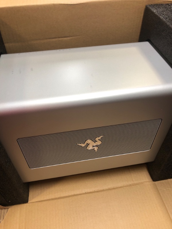 Photo 4 of Razer Core X Aluminum External GPU Enclosure (eGPU): Compatible with Windows & MacOS Thunderbolt 3 Laptops, NVIDIA /AMD PCIe Support, 650W PSU, Mercury White Mercury White Core X eGPU