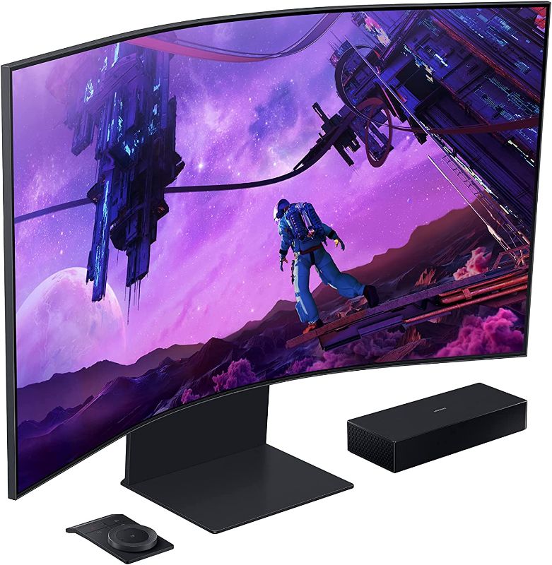 Photo 1 of SAMSUNG Odyssey Ark 55-Inch Curved Gaming Screen, 4K UHD 165Hz 1ms (GTG) Quantum Mini-LED Gamer Monitor w/Cockpit Mode, Sound Dome Technology, Multi View, HDR10+ (S55BG970NN) 2022
