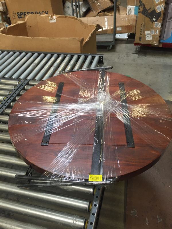 Photo 5 of 40" DIAMETER CIRCULAR WOODEN COFFEE TABLE WITH METAL LEGS