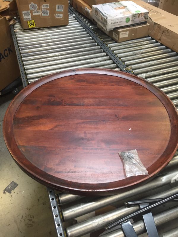 Photo 1 of 40" DIAMETER CIRCULAR WOODEN COFFEE TABLE WITH METAL LEGS