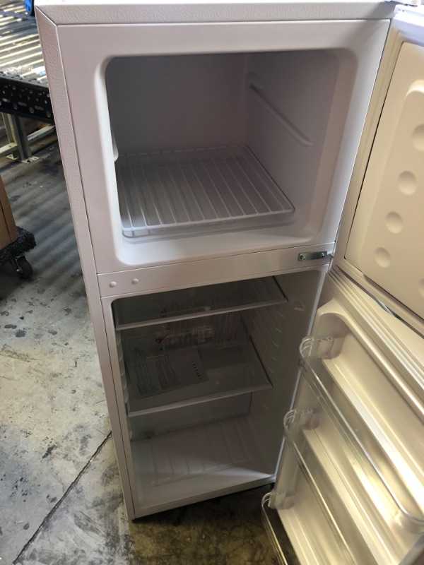 Photo 3 of Frestec 4.7 CU' Refrigerator, Mini Fridge with Freezer, Compact Refrigerator, Small Refrigerator with Freezer, Top Freezer, Adjustable Thermostat Control, Door Swing, White (FR 472 WH) WHITE Fridge