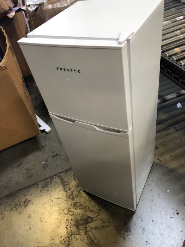 Photo 2 of Frestec 4.7 CU' Refrigerator, Mini Fridge with Freezer, Compact Refrigerator, Small Refrigerator with Freezer, Top Freezer, Adjustable Thermostat Control, Door Swing, White (FR 472 WH) WHITE Fridge