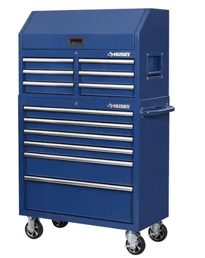 Photo 1 of 36 in. 12-Drawer Blue Tool Chest Combo
