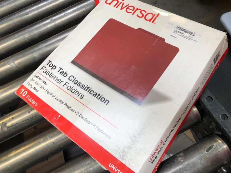 Photo 1 of Universal Pressboard Classification Folders Letter 6-Section Ruby Red 10/bx