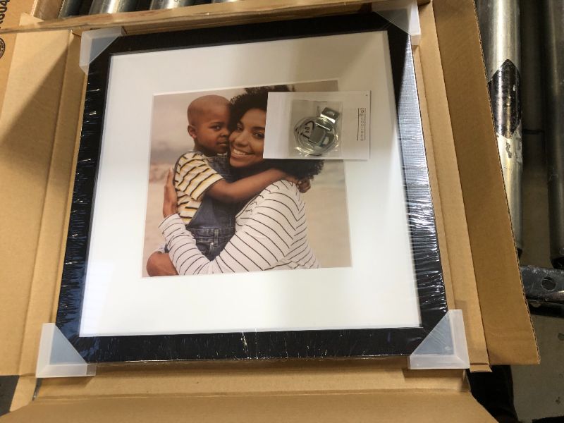 Photo 2 of Americanflat 12x12 Picture Frame in Black - Displays 8x8 With Mat and 12x12 Without Mat - Composite Wood with Shatter Resistant Glass - Horizontal and Vertical Formats for Wall Black 12x12