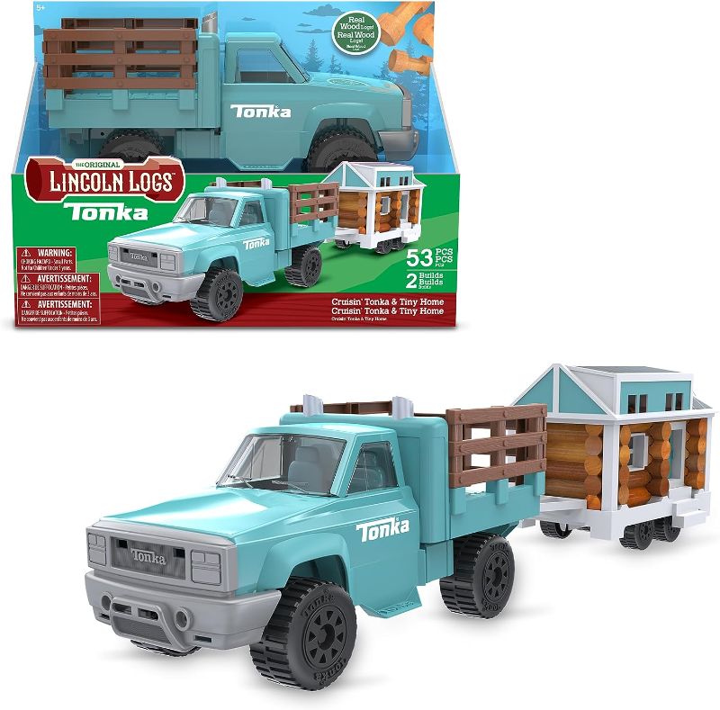 Photo 1 of Lincoln Logs Cruising Tonka Tiny Home, Toy Truck Building playset for Kids, Boys & Girls Ages 3+,Promotes Fine Motor Skills & Sensory Development, STEM, Great Holiday & Birthday Classic Retro Gift
