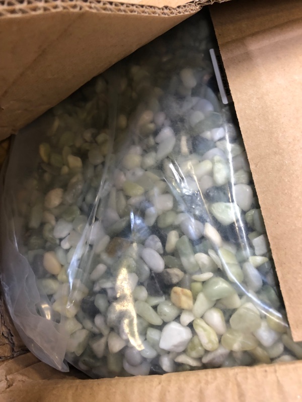 Photo 2 of Bulk Polished Jade Green Pebbles 30 Lb. ½” inch Rocks for Plants, Garden, Landscaping, Succulent, Fish Tank, Vase Filler, 100% Natural Jade Green Bean Pebbles Indoor & Outdoor Decorative Stones 30 Pounds ½” inch Polished Jade Green Pebbles