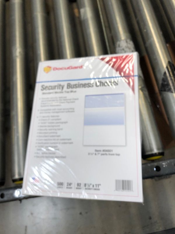 Photo 2 of DocuGard Standard 8.5"W x 11"H Security Check on Top Paper, Blue, 500/Ream (04501)