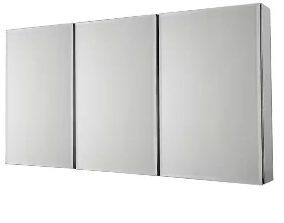 Photo 1 of 36 in. x 31 in. Recessed or Surface-Mount Tri-View Bathroom Medicine Cabinet with Beveled Mirror
