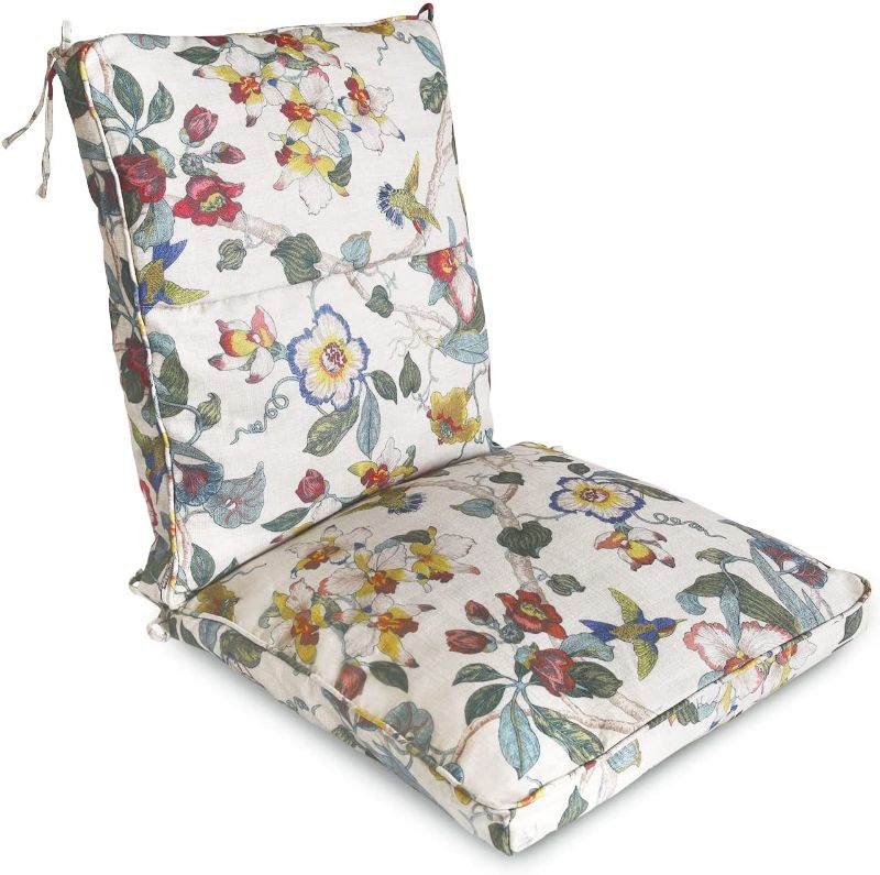 Photo 1 of  Outdoor Dining Chair Cushion, 44 x21x5.50 inch, Comfort Patio Seating Cushion, Single Welt and Zipper, Sorbet Floral White 