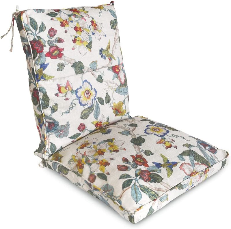 Photo 4 of  Outdoor Dining Chair Cushion, 44 x21x5.50 inch, Comfort Patio Seating Cushion, Single Welt and Zipper, Sorbet Floral White 