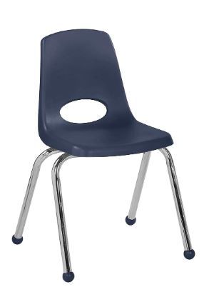 Photo 1 of Factory Direct Partners 10382-SF 16" School Stack Chair, Stacking Student Seat with Chromed Steel Legs and Ball Glides for in-Home Learning or Classroom - NAVY 16 inch Ball Glides