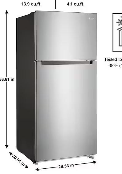 Photo 1 of 18 cu. ft. Top Freezer Refrigerator in Stainless Steel Look
