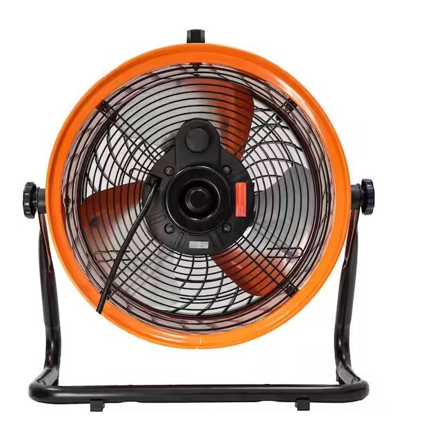 Photo 1 of 16 in. 3-Speed Floor Fan in Orange High Velocity Turbo
