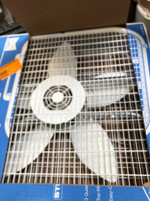 Photo 3 of 20 in. 3 Speeds Box Fan in White with Save-Smart Technology for Energy Efficiency, Carry Handle
