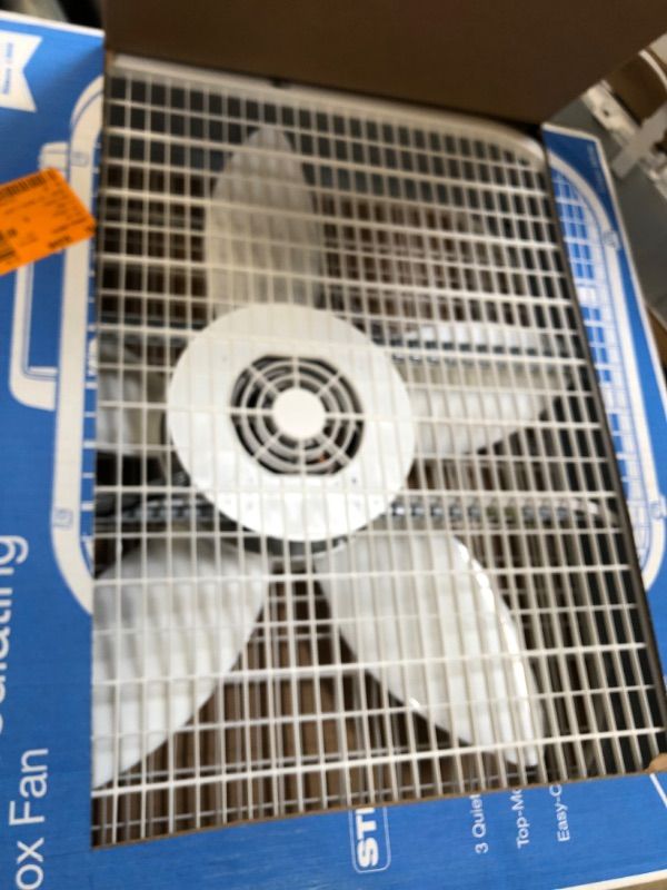 Photo 2 of 20 in. 3 Speeds Box Fan in White with Save-Smart Technology for Energy Efficiency, Carry Handle
