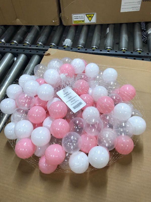 Photo 1 of 99JGDAX Baby Ball Pit Balls Babies 100 Pcs Play Plastic Crush Proof Balls for Kids Pink & White & Clear