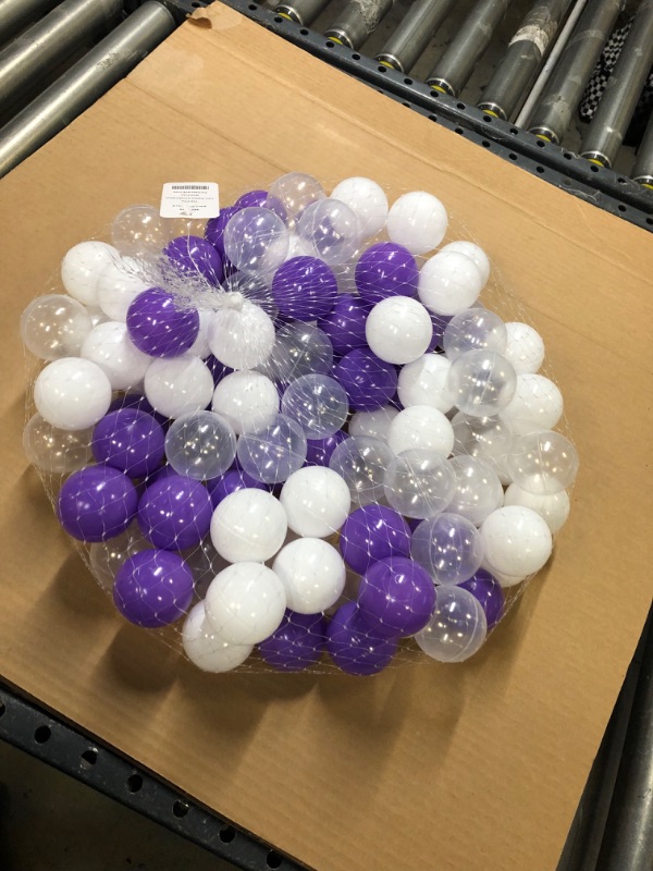 Photo 2 of 99JGDAX Baby Ball Pit Balls Babies 100 Pcs Play Plastic Crush Proof Balls for Kids Purple & White & Clear