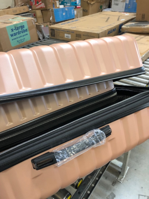 Photo 3 of Kenneth Cole REACTION Women's Madison Square Hardside Chevron Expandable Luggage, Rose Gold, 2-Piece Set (20" & 28") 2-Piece Set (20" & 28") Rose Gold