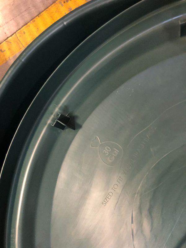 Photo 1 of 30 Gallon Garbage Can, ECO Green, Easy to Carry Garbage Can with Sturdy Construction, Pass-Through Handles & Attachable Click Lock Lid, Indoor or Outdoor Use,