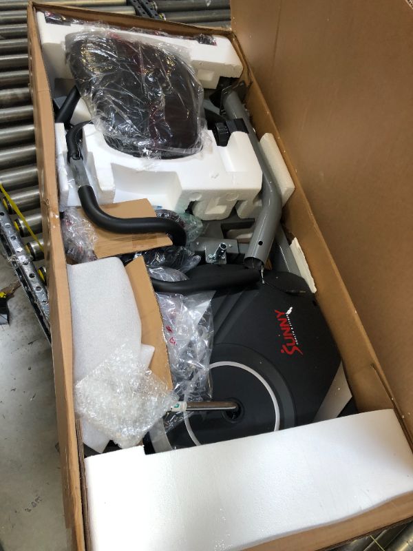View 2 of Sunny Health & Fitness Essential Recumbent Exercise Bike with Optional Enhanced Bluetooth and Sunnyfit APP Connectivity Original