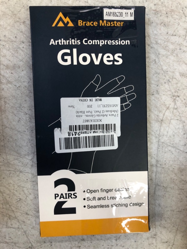 Photo 2 of 2 Pairs Arthritis Gloves, Compression Gloves Support and Warmth for Hands, Finger Joint, Relieve Pain from Rheumatoid, Osteoarthritis, RSI, Carpal Tunnel, Tendonitis (Medium (2 Pair), Pure Black)
