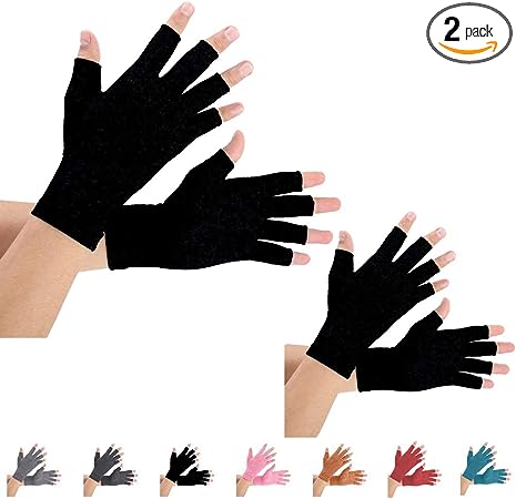 Photo 1 of 2 Pairs Arthritis Gloves, Compression Gloves Support and Warmth for Hands, Finger Joint, Relieve Pain from Rheumatoid, Osteoarthritis, RSI, Carpal Tunnel, Tendonitis (Medium (2 Pair), Pure Black)
