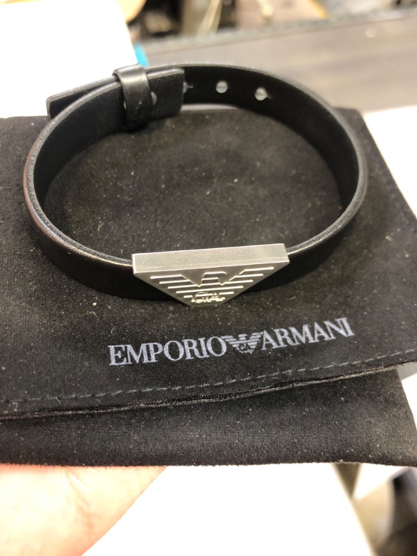 Photo 1 of EMPORIO ARMANI Black Leather ID Bracelet
