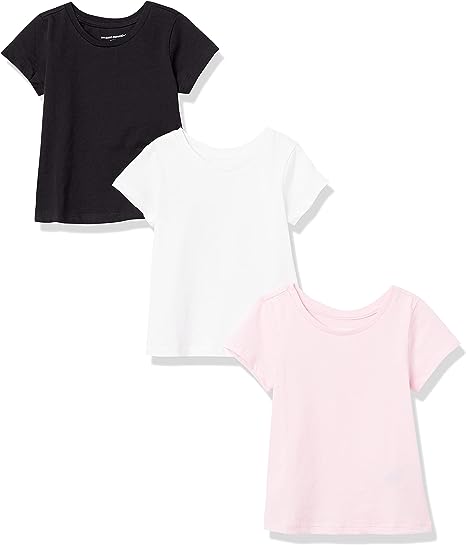 Photo 1 of Amazon Essentials Girls and Toddlers' Short-Sleeve T-Shirts, Multipacks SIZE S (6-7)
