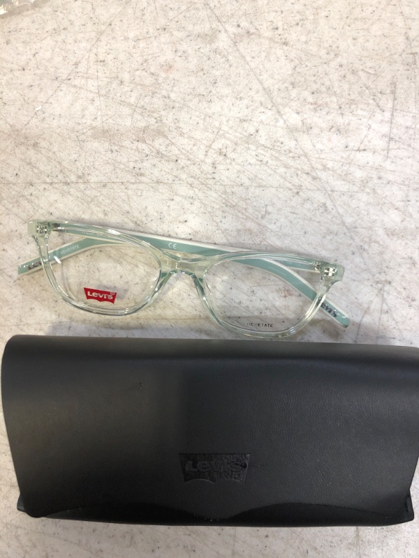 Photo 2 of Levi's Women's LV 1022 Cat Eye Prescription Eyewear Frames, Green/Demo Lens, 52 mm, 18mm
