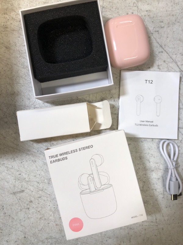Photo 2 of Wireless Earbuds, Bluetooth Headphones with Microphone, IPX7 Waterproof, 35H Playtime, High-Fidelity Stereo Earphones,Compatible with Apple/iOS/Android,for Running/Fitness/Work - Pink
