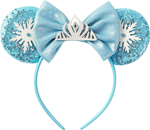 Photo 1 of Mouse Ears Bow Headband for Princess Party Costume Glitter Hair Accessories for Women Girls
