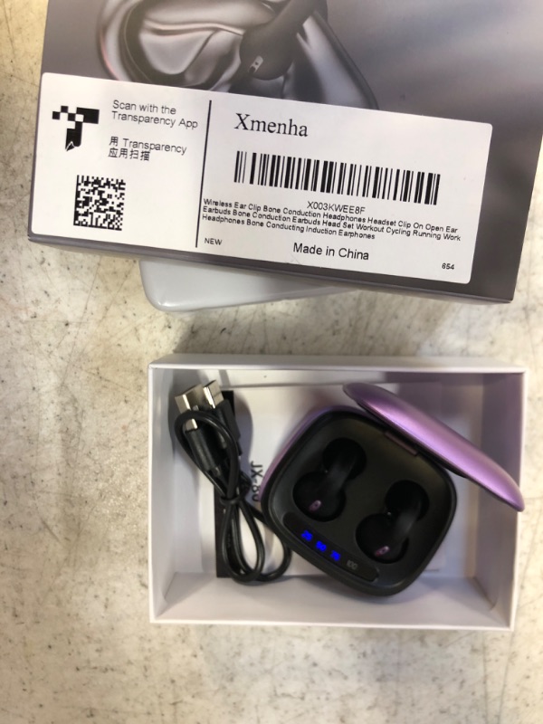 Photo 2 of Wireless Ear Clips Ear Buds Clip On Earbuds Open Ear Headphones Bluetooth Wireless Ear Clip Bone Conduction Headphones Earbuds Headset Earphones Head Set Bone Conducting Headphone Purple