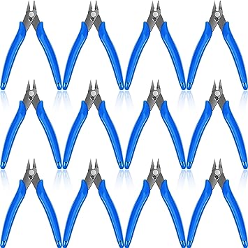 Photo 1 of 12 Pcs Flush Cutter Pliers Wire Cutters 4.92 Inch Diagonal Cutters Carbon Steel Cutting Pliers Wire Clippers Nippers for Electronic Wire Soft Copper Jewelry Making Screws Crafting DIY Projects (Blue)