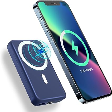 Photo 1 of AOGUERBE Magnetic Wireless Portable Charger, 10000mAh Wireless Power Bank PD 22.5W Fast Charging with USB-C LED Display Mag-Safe Battery Pack Compatible for iPhone 14/13/12 Pro/Mini/Pro Max?Blue?