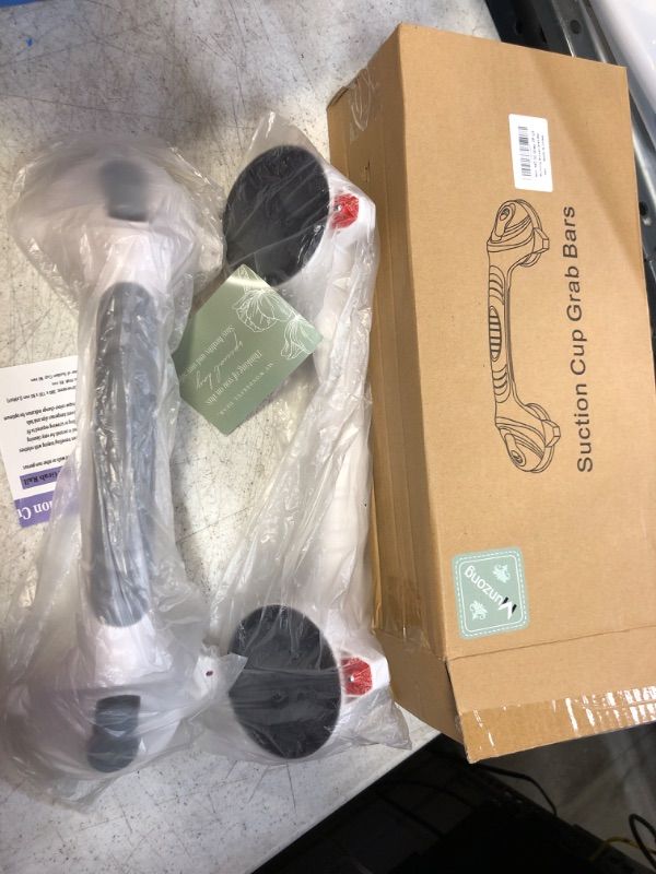 Photo 1 of 2 Pack Suction Cup Grab Bars 15 inch, Munzong Gray Anti-Slip Bathroom Grab Bar, Vacuum Suction Shower Balance Bar, Safety Handrail Support, Handicap Injury Elderly Senior Assist Shower Handle 2 Gray