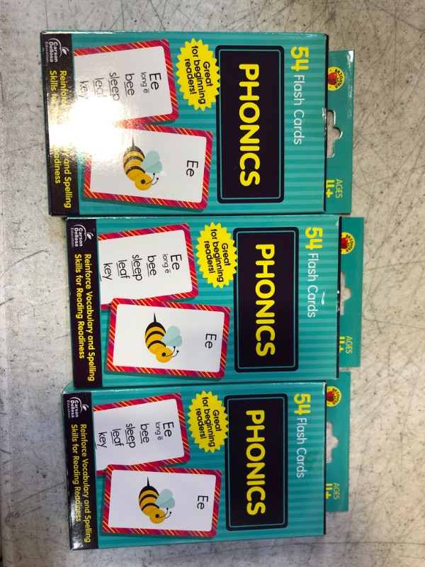 Photo 2 of 3 PACK Carson Dellosa Phonics Flash Cards for Kids Ages 4-8, Sound Recognition Skills With Vowels, Consonants and Common Blends Flash Cards, Preschool, ... and 1st Grade (Brighter Child Flash Cards)