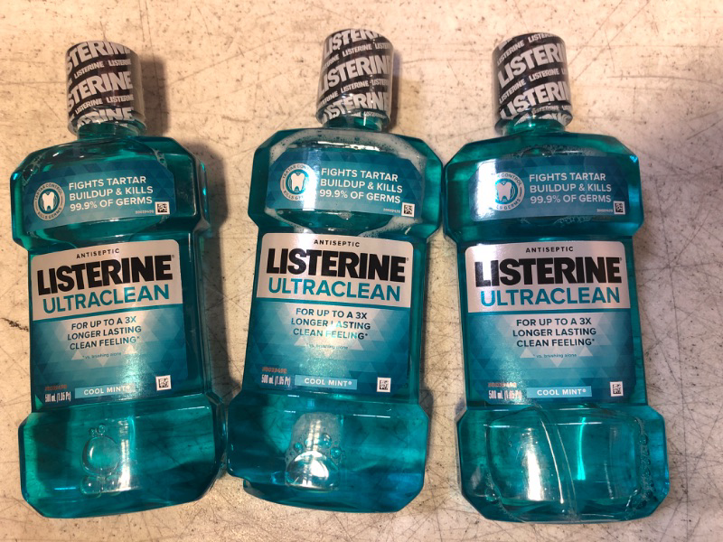 Photo 1 of  3 PACK Listerine Ultraclean Tartar Control Antiseptic Mouthwash Cool Mint - 500ml