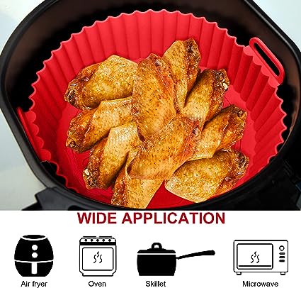 Photo 1 of Air Fryer Silicone Pot 4 Pcs Air Fryer Silicone Liners Food Safe Non Stick Air fryers Basket Oven Accessories, Reusable Replacement of Flammable Parchment Liner Paper Fits 4QT - 7QT Air Fryer
