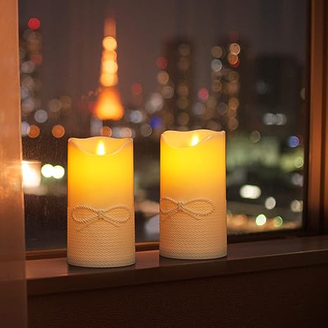 Photo 1 of 2PCS Flickering Flameless Candle Battery Operated & Timer LED Christmas Candles with Realistic Flickering Moving Remote Control for Valentine's Day(Ivory)
