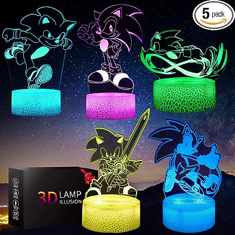 Photo 1 of 3D Anime Night Light -LED Illusion Lamp 5 Patterns and 16 Color Change Decor Table Lamp with Remote Control, Creative Birthday Christmas Gifts for Boys Girls