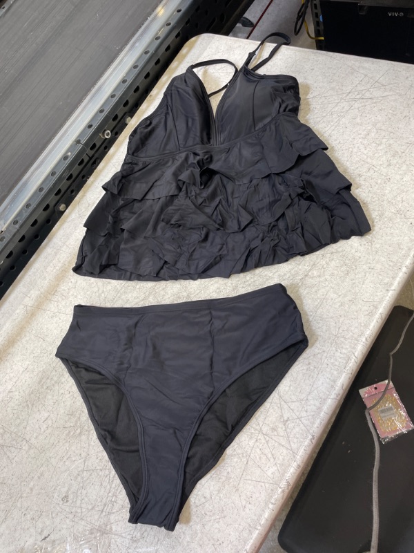 Photo 1 of 2 PIECE BLACK BATHING SUIT L