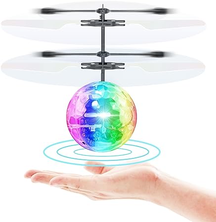 Photo 1 of 2 TOYS --- Toyk Flying Ball Infrared Induction RC Flying Toy for Kids Adults Built-in LED Light Disco Helicopter Teenagers Shining Colorful Flying Drone Indoor and Outdoor Games for Boys and Girls
