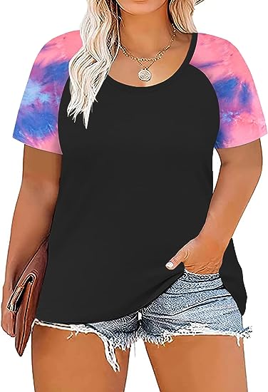 Photo 1 of DOLNINE Women's Plus Size Tops Striped Raglan Tee Shirts Casual Tunics Blouses 26W