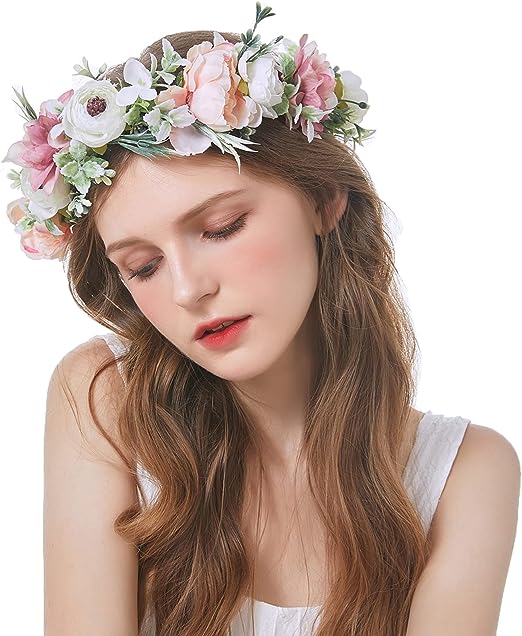 Photo 1 of Bridal Flower Crown Floral Crown Adjustable Flower Headband Floral Headpiece Halo Maternity Photo Wedding Party