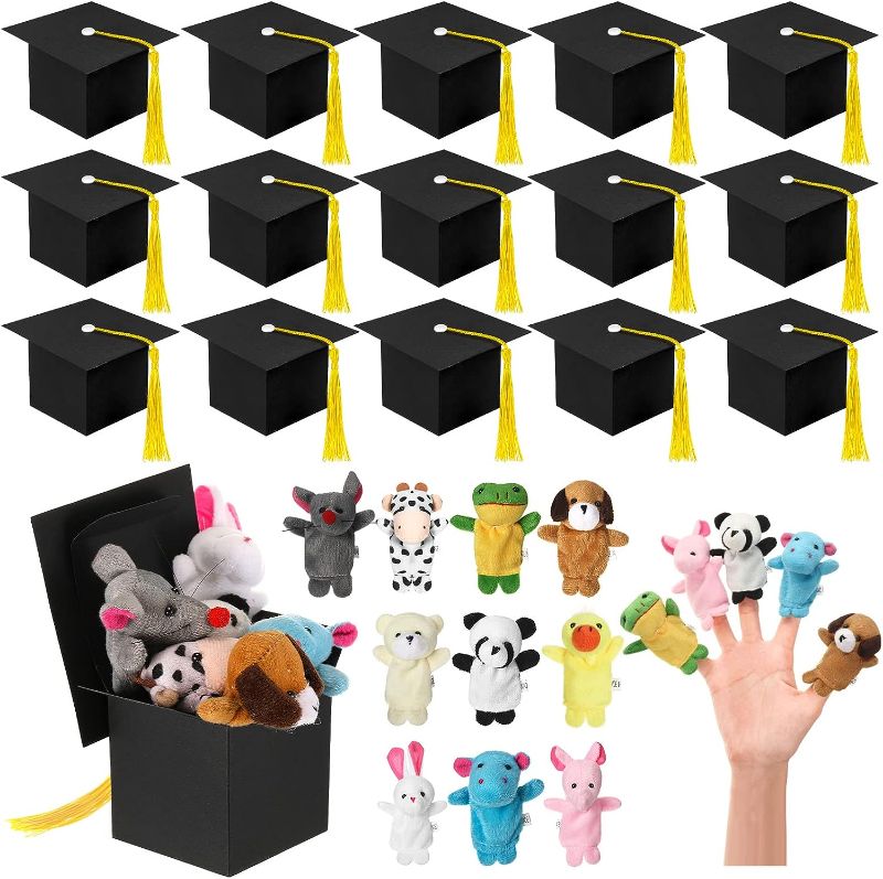 Photo 1 of 20 Sets Preschool Graduation Gifts Graduation Party Favors, 20 Animal Finger Puppet and 20 Graduation Candy Boxes with Gold Tassel for Kindergarten Prek Teacher Student Kids Classroom
