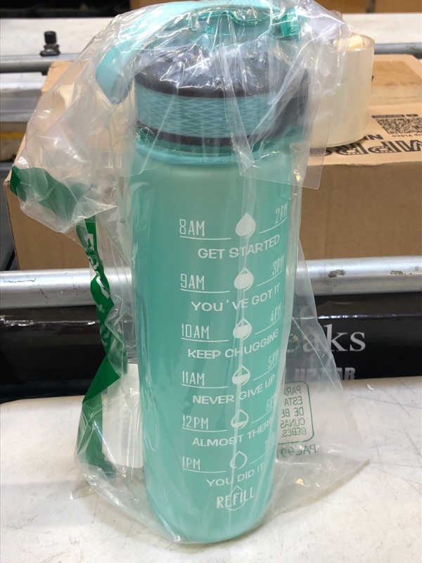 Photo 2 of 32oz Motivational Fitness Sports Water Bottle with Time Marker & Removable Strainer,Fast Flow,Flip Top Leakproof Durable BPA Free Non-Toxic