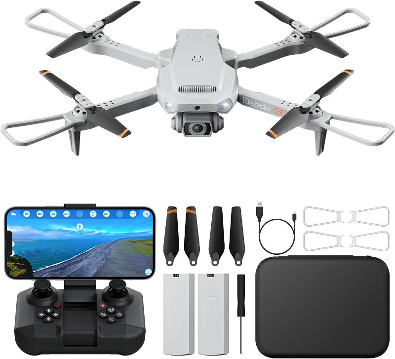 Photo 1 of Drone with Camera for Adults 4K - ROVPRO Dual Camera S60 RC Quadcopter with APP Control - Obstacle Avoidance, Waypoint Fly, Altitude Hold, Follow Me, Roll Mode, Headless Mode, 2 Batteries (Grey)
