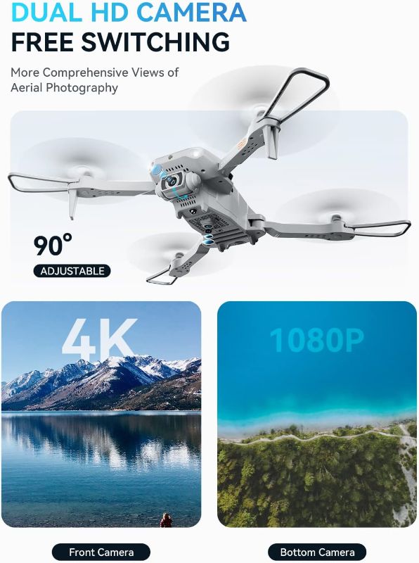 Photo 3 of Drone with Camera for Adults 4K - ROVPRO Dual Camera S60 RC Quadcopter with APP Control - Obstacle Avoidance, Waypoint Fly, Altitude Hold, Follow Me, Roll Mode, Headless Mode, 2 Batteries (Grey)
